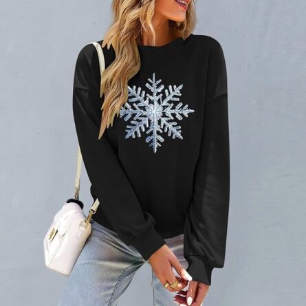 Women's Snowflake Christmas Sweatshirt – Festive Long Sleeve Holiday Pullover - Image 3