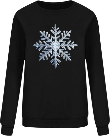 Women's Snowflake Christmas Sweatshirt – Festive Long Sleeve Holiday Pullover - Image 4