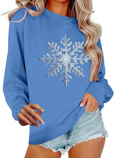 Women's Snowflake Christmas Sweatshirt – Festive Long Sleeve Holiday Pullover - Image 5