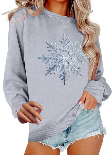 Women's Snowflake Christmas Sweatshirt – Festive Long Sleeve Holiday Pullover - Image 6