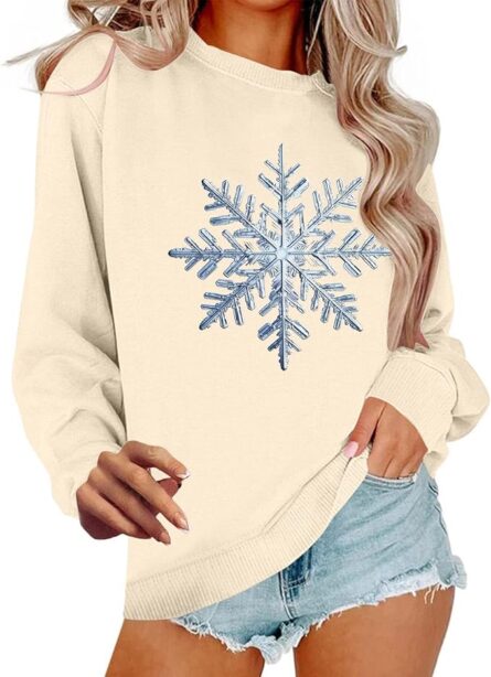 Women's Snowflake Christmas Sweatshirt – Festive Long Sleeve Holiday Pullover - Image 7