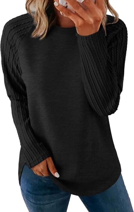 Women's Relaxed Fit Tunic Sweatshirt – Long Sleeve Curved Hem Top - Image 8