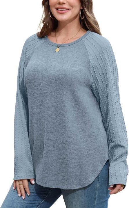 Women's Relaxed Fit Tunic Sweatshirt – Long Sleeve Curved Hem Top - Image 3