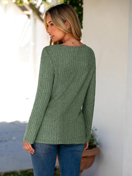 Women's Soft V-Neck Sweatshirt – Relaxed Fit Longline Casual Pullover - Image 4