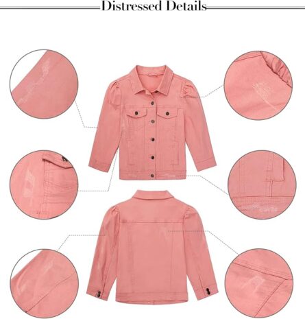 Women's Cropped Denim Shacket with Puff Sleeves & Pockets - Image 4