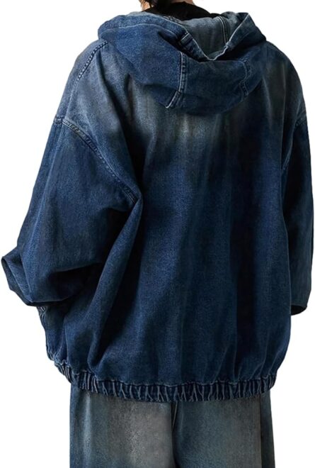Women's Hooded Denim Jacket with Full Zip & Pockets - Image 3